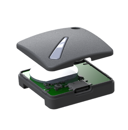 Hideez Key 5 exploded view: enclosure, button and secure-element board