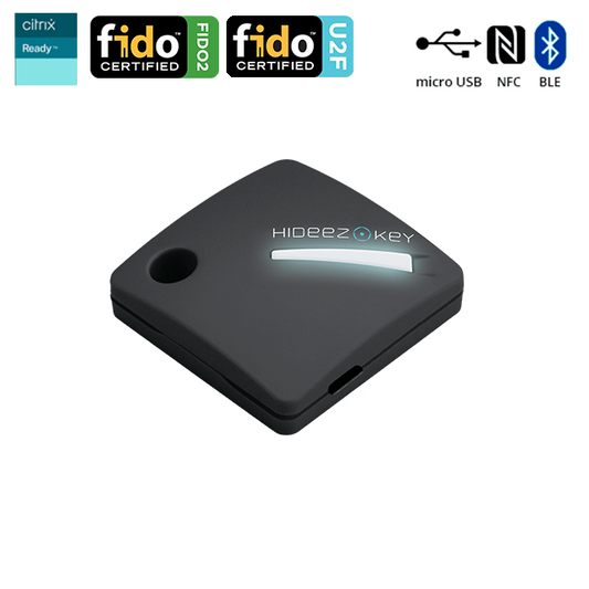 Hideez Key 4 - Universal Bluetooth, NFC, USB Security Key. Password vault, OTP Generator for 2FA, FIDO authenticator, Proximity-based lock, RFID door lock
